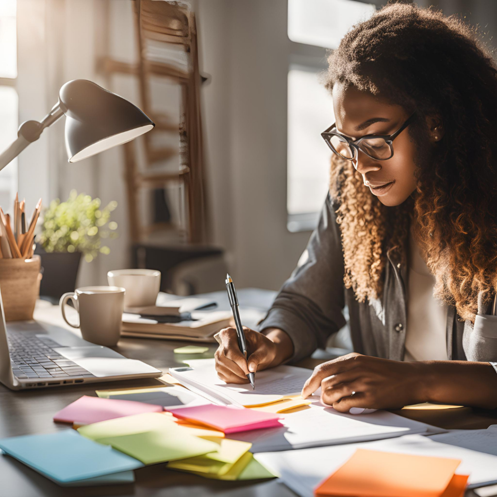 Chica organizando sus tareas para compaginar un máster con prácticas